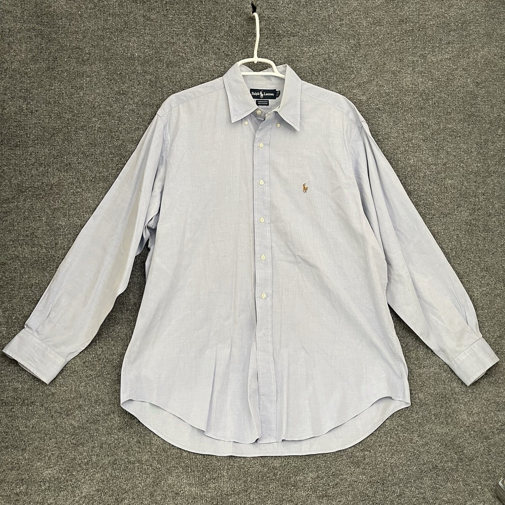 Ralph Lauren Yarmouth Shirt Mens Sz 16.5 35 Blue Cotton Button Down